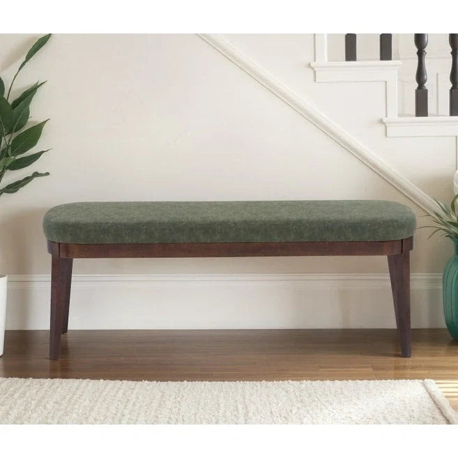 Banc en similicuir moderne du milieu du siècle Forma avec pieds en bois par Christopher Knight Home