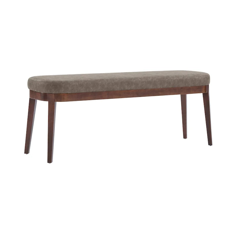 Banc en similicuir moderne du milieu du siècle Forma avec pieds en bois par Christopher Knight Home