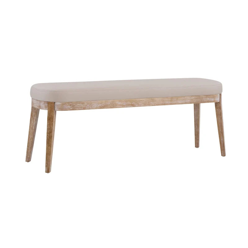 Banc en similicuir moderne du milieu du siècle Forma avec pieds en bois par Christopher Knight Home