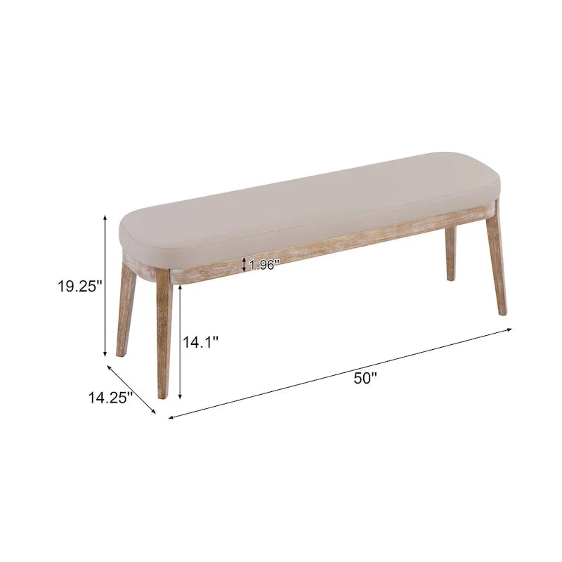 Banc en similicuir moderne du milieu du siècle Forma avec pieds en bois par Christopher Knight Home