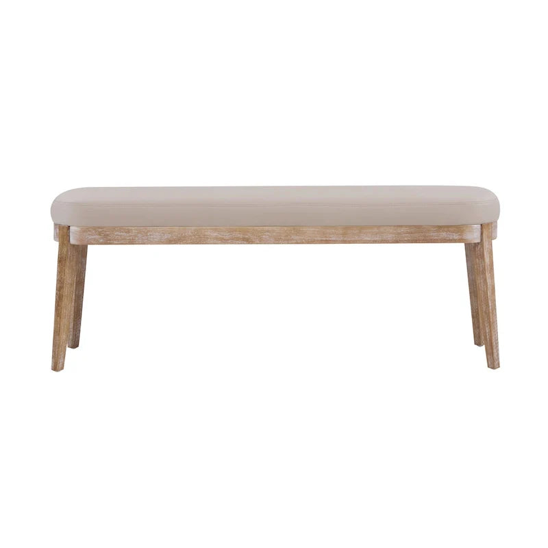 Banc en similicuir moderne du milieu du siècle Forma avec pieds en bois par Christopher Knight Home