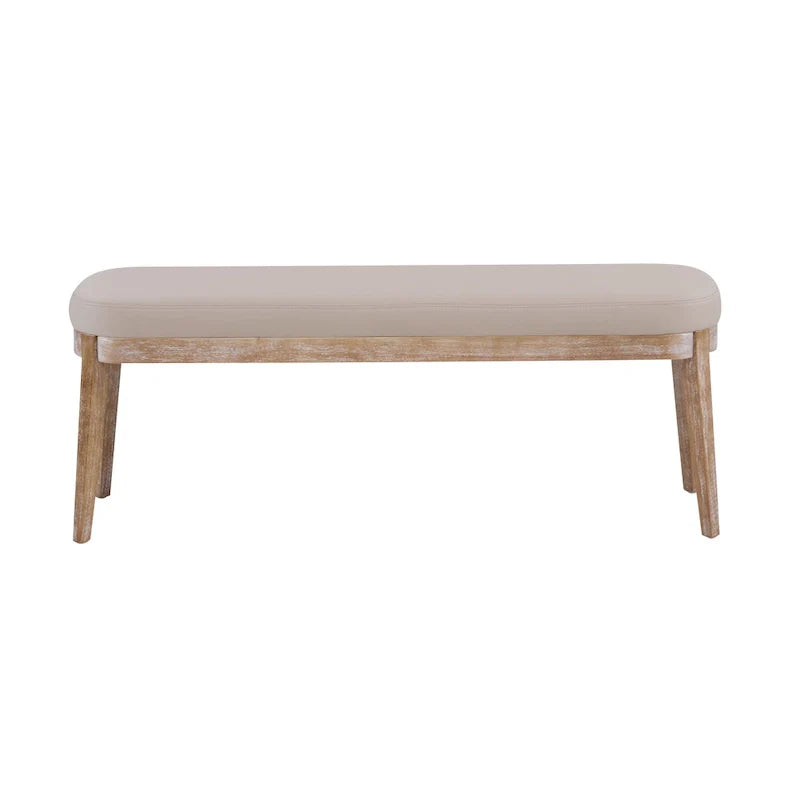 Banc en similicuir moderne du milieu du siècle Forma avec pieds en bois par Christopher Knight Home