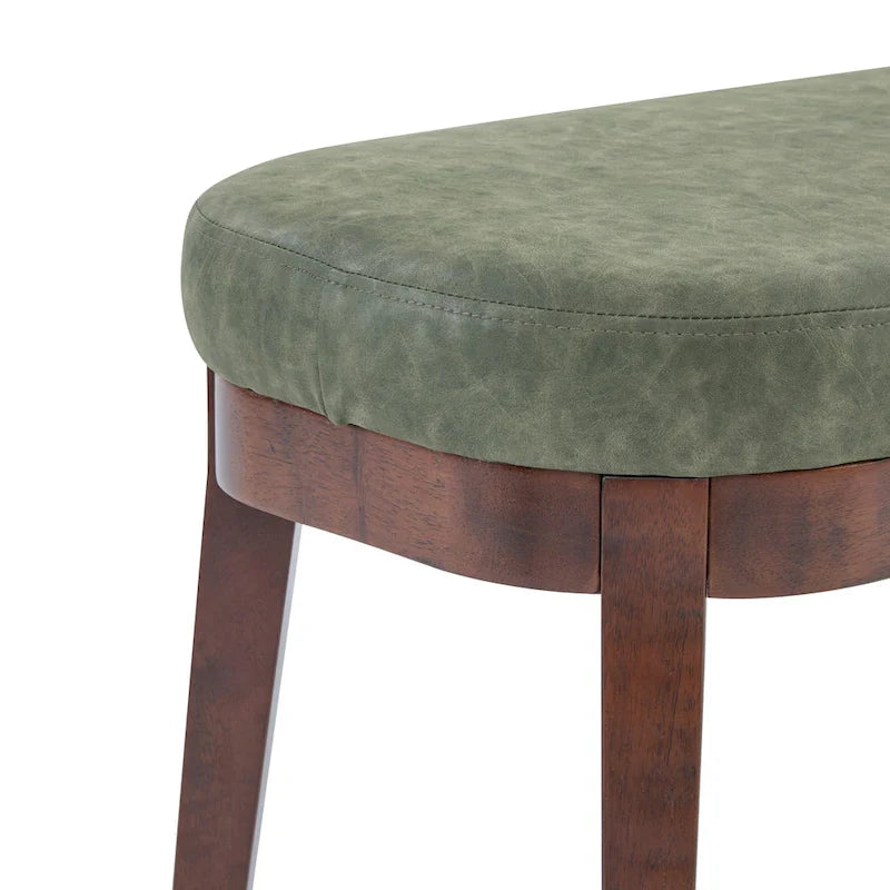 Banc en similicuir moderne du milieu du siècle Forma avec pieds en bois par Christopher Knight Home