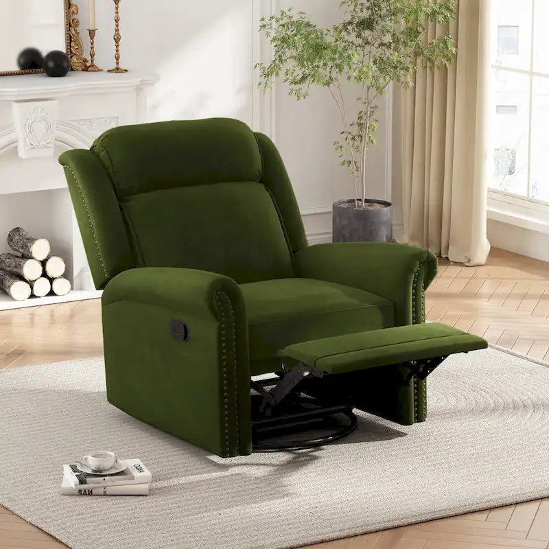 Fauteuil Inclinable Pivotant Moderne Marloo en Velours par Christopher Knight Home