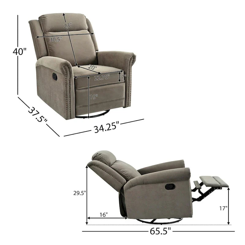 Fauteuil Inclinable Pivotant Moderne Marloo en Velours par Christopher Knight Home