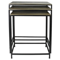 HomeRoots, ensemble de trois tables gigognes en laiton, aluminium noir et fer – 11,5' X 26' X 21