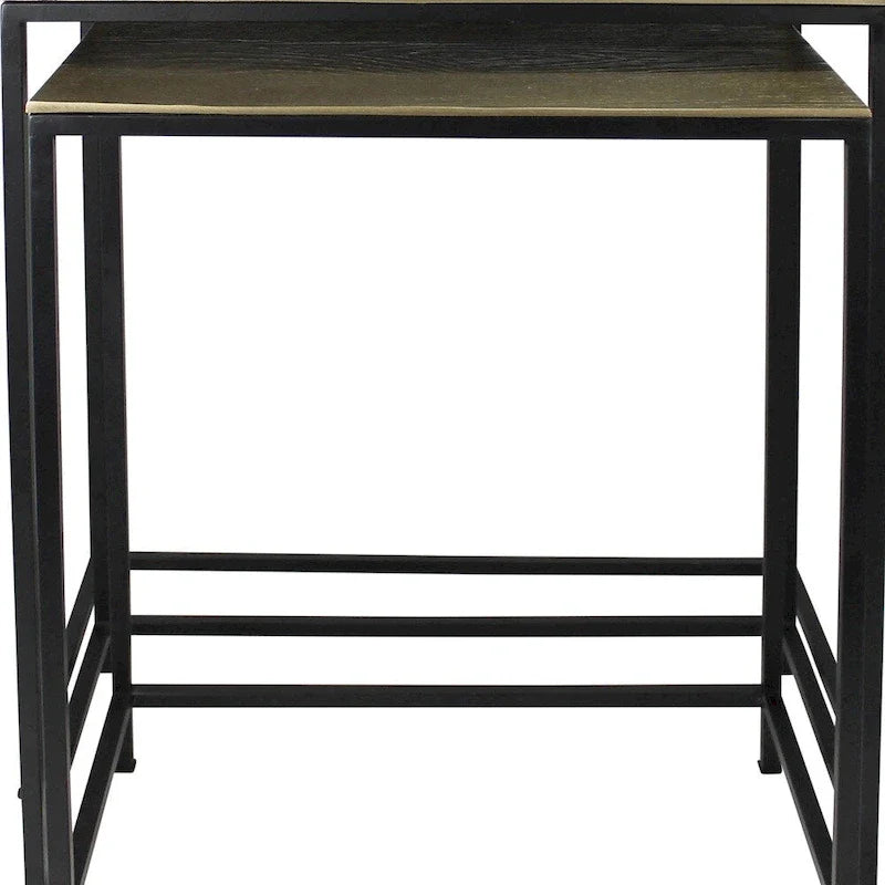 HomeRoots, ensemble de trois tables gigognes en laiton, aluminium noir et fer – 11,5' X 26' X 21