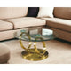 Table basse ronde abstraite en verre et métal transparent et doré HomeRoots 32 - 31,5' X '17' X '31,5