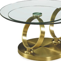 Table basse ronde abstraite en verre et métal transparent et doré HomeRoots 32 - 31,5' X '17' X '31,5