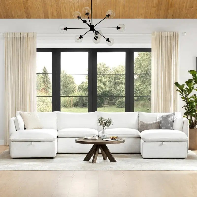 Canapés sectionnels en U Cypress, canapé modulaire avec pouf