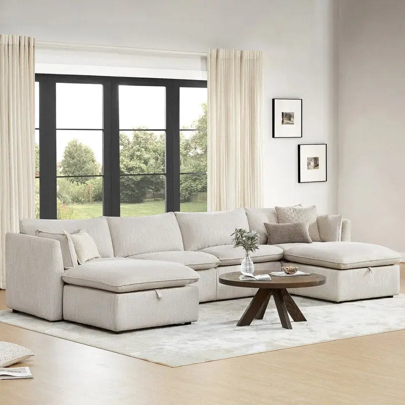 Canapés sectionnels en U Cypress, canapé modulaire avec pouf