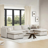 Canapés sectionnels en U Cypress, canapé modulaire avec pouf