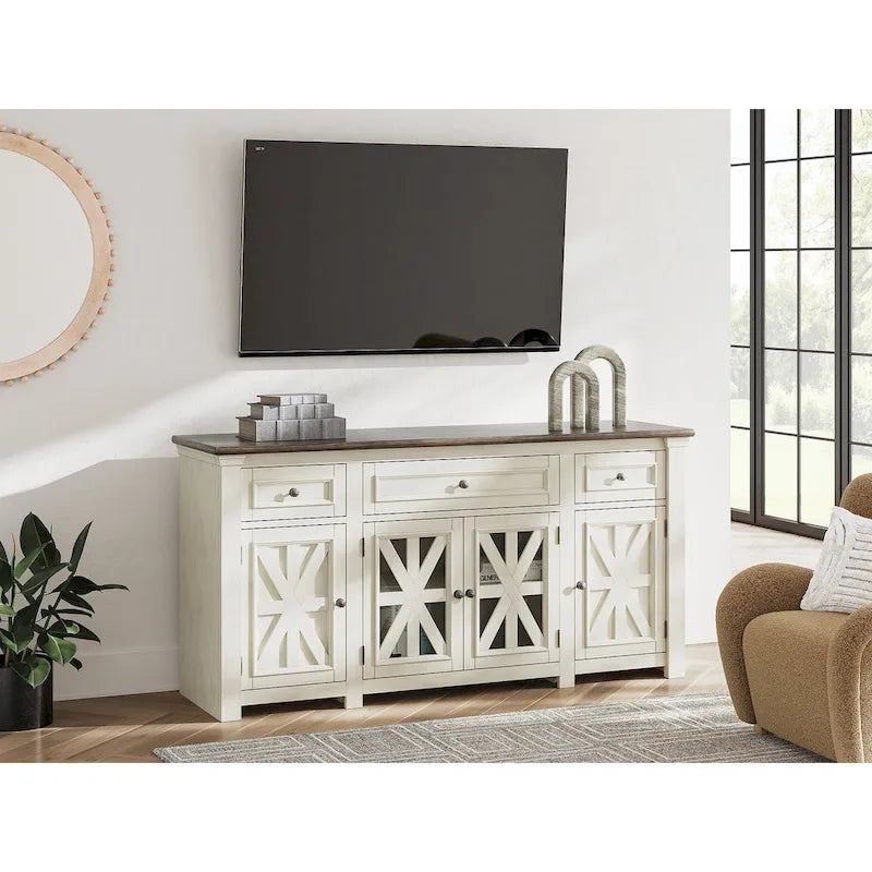 Meuble TV Signature Design by Ashley Bolanburg blanc/gris 73 pour TV jusqu'à 83 - 72.5 L x 20.25 P x 36.13 H