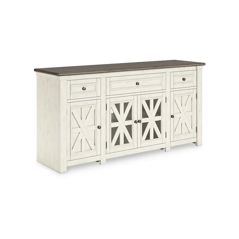Meuble TV Signature Design by Ashley Bolanburg blanc/gris 73 pour TV jusqu'à 83 - 72.5 L x 20.25 P x 36.13 H