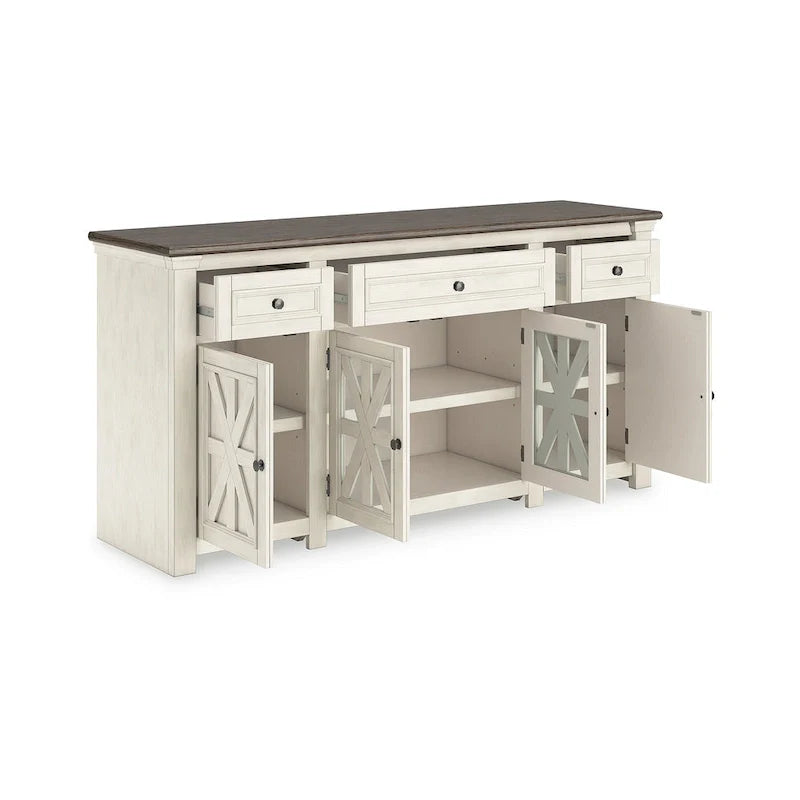 Meuble TV Signature Design by Ashley Bolanburg blanc/gris 73 pour TV jusqu'à 83 - 72.5 L x 20.25 P x 36.13 H