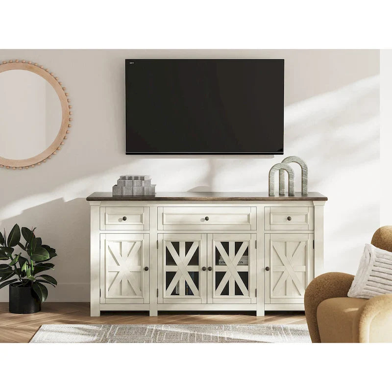 Meuble TV Signature Design by Ashley Bolanburg blanc/gris 73 pour TV jusqu'à 83 - 72.5 L x 20.25 P x 36.13 H