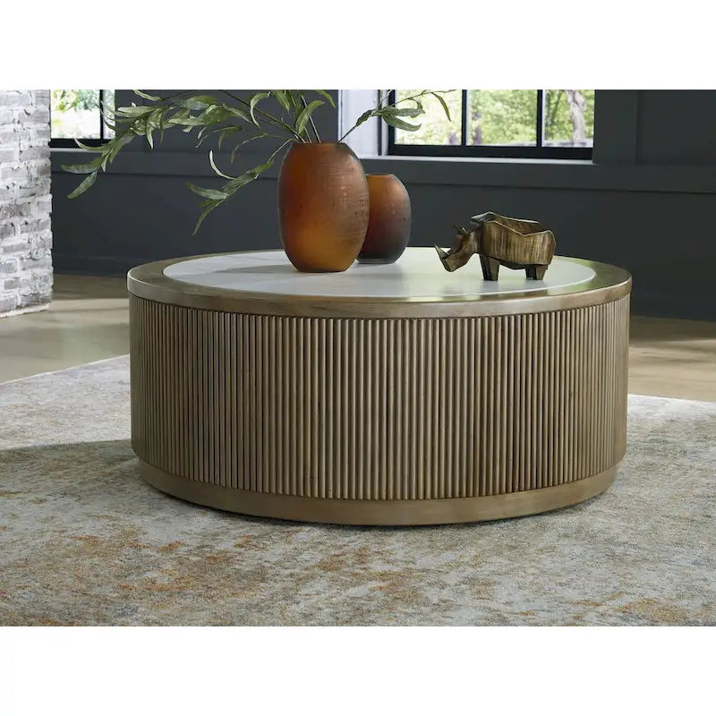 Table basse Signature Design by Ashley Camdill brun clair/blanc - 42 L x 42 P x 17,5 H