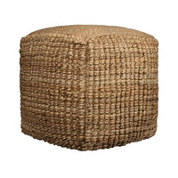 HomeRoots Pouf/Ottoman cube 18'' en jute naturelle