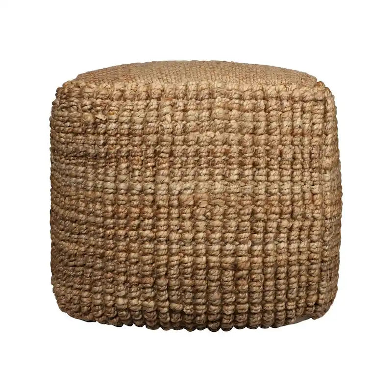 HomeRoots Pouf/Ottoman cube 18'' en jute naturelle