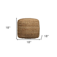 HomeRoots Pouf/Ottoman cube 18'' en jute naturelle