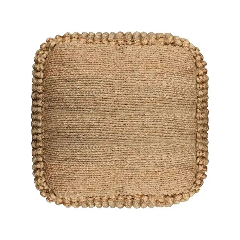 HomeRoots Pouf/Ottoman cube 18'' en jute naturelle