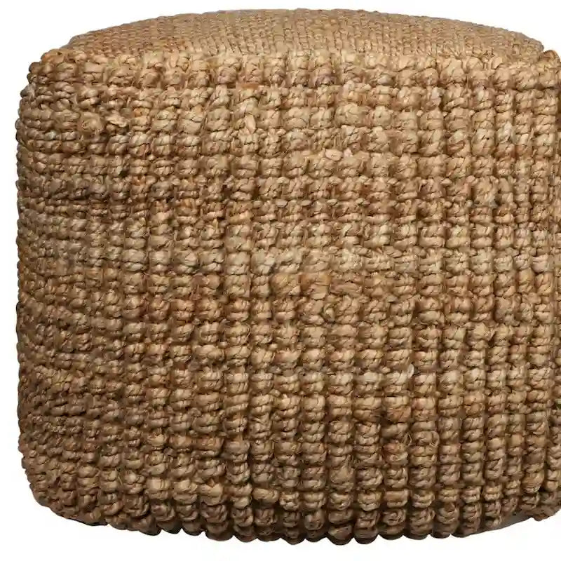 HomeRoots Pouf/Ottoman cube 18'' en jute naturelle