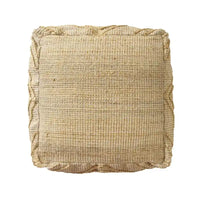 HomeRoots Pouf/Repose-Pieds Cube Quatrefoil en Mélange de Jute Naturel 18 po
