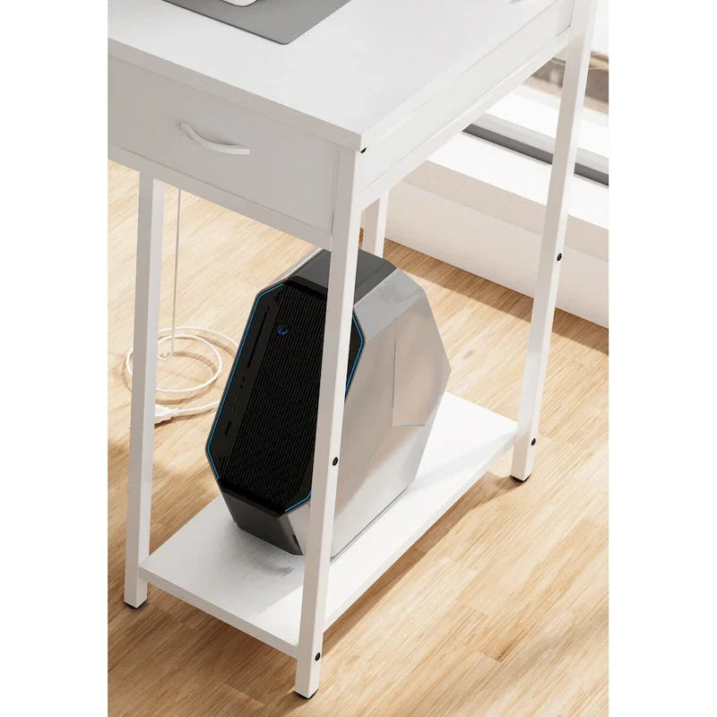 Bureau informatique moderne avec 7 tiroirs et station d'alimentation intégrée pour le gaming, les études ou le bureau à domicile