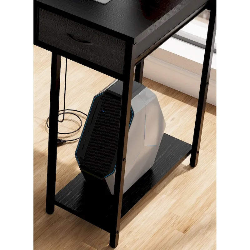 Bureau informatique moderne avec 7 tiroirs et station d'alimentation intégrée pour le gaming, les études ou le bureau à domicile