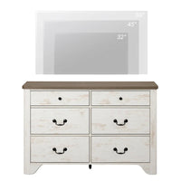 Meuble TV en bois de style rustique WAMPAT avec 6 tiroirs pour téléviseurs jusqu'à 55 pouces, meuble de rangement pour centre de divertissement
