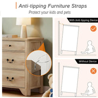 Meuble TV en bois de style rustique WAMPAT avec 6 tiroirs pour téléviseurs jusqu'à 55 pouces, meuble de rangement pour centre de divertissement