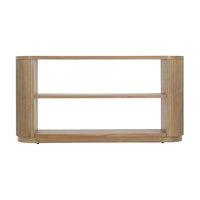 Console étroite d'entrée moderne - Table de canapé mince avec étagère ouverte et grain de bois élégant, table de couloir multifonctionnelle