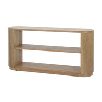 Console étroite d'entrée moderne - Table de canapé mince avec étagère ouverte et grain de bois élégant, table de couloir multifonctionnelle