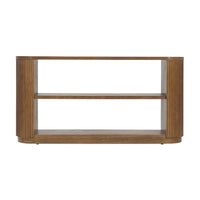 Console étroite d'entrée moderne - Table de canapé mince avec étagère ouverte et grain de bois élégant, table de couloir multifonctionnelle
