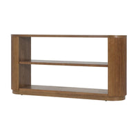 Console étroite d'entrée moderne - Table de canapé mince avec étagère ouverte et grain de bois élégant, table de couloir multifonctionnelle