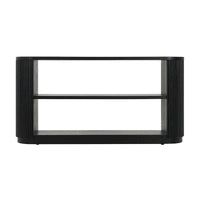 Console étroite d'entrée moderne - Table de canapé mince avec étagère ouverte et grain de bois élégant, table de couloir multifonctionnelle