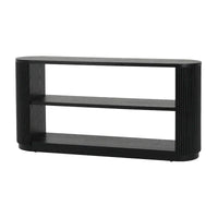 Console étroite d'entrée moderne - Table de canapé mince avec étagère ouverte et grain de bois élégant, table de couloir multifonctionnelle