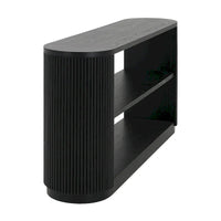 Console étroite d'entrée moderne - Table de canapé mince avec étagère ouverte et grain de bois élégant, table de couloir multifonctionnelle