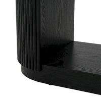 Console étroite d'entrée moderne - Table de canapé mince avec étagère ouverte et grain de bois élégant, table de couloir multifonctionnelle