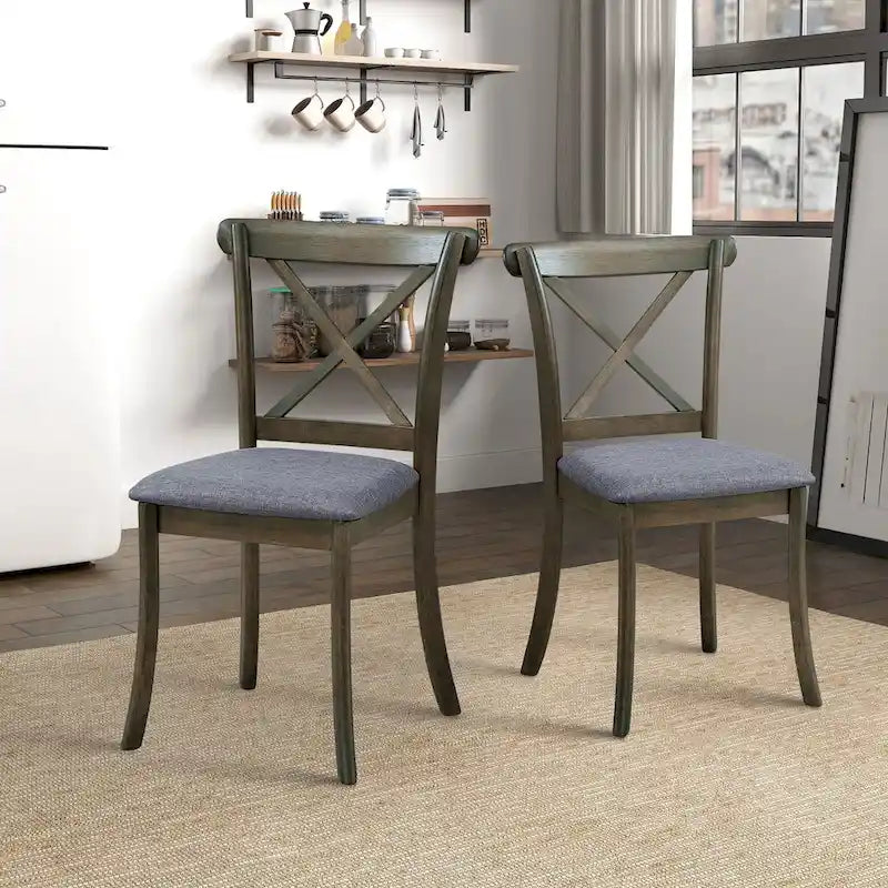 Chaises de salle à manger en bois à dossier en X lot de 2