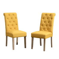 Lot de 2 chaises de salle à manger modernes avec dossier capitonné à boutons, assise coussinée, pieds en bois massif pour salle à manger, salon ou chambre