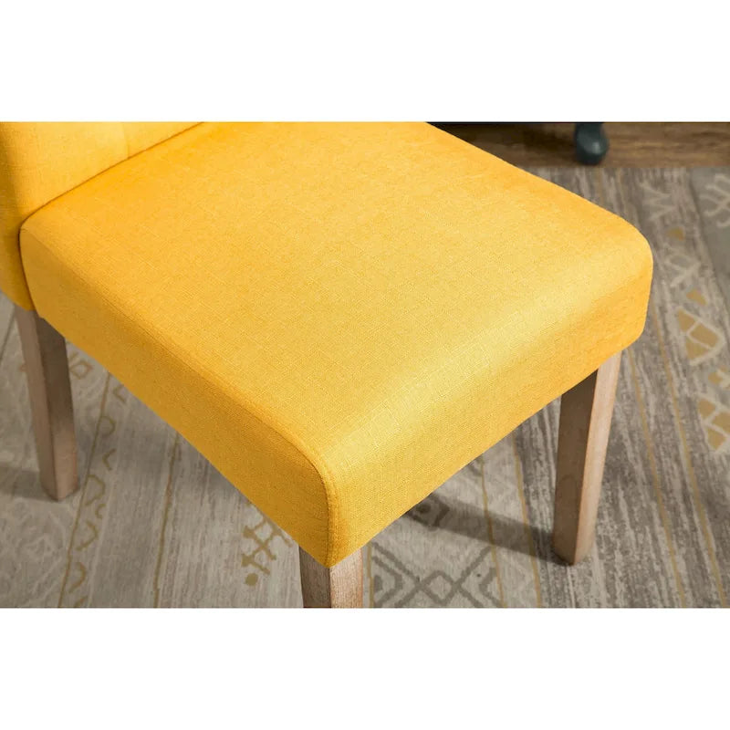 Lot de 2 chaises de salle à manger modernes avec dossier capitonné à boutons, assise coussinée, pieds en bois massif pour salle à manger, salon ou chambre