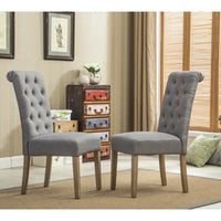 Lot de 2 chaises de salle à manger modernes avec dossier capitonné à boutons, assise coussinée, pieds en bois massif pour salle à manger, salon ou chambre