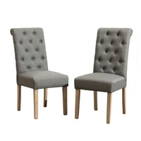 Lot de 2 chaises de salle à manger modernes avec dossier capitonné à boutons, assise coussinée, pieds en bois massif pour salle à manger, salon ou chambre
