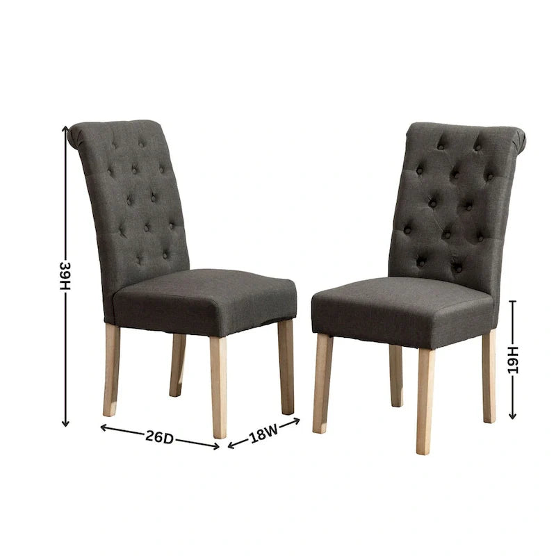 Lot de 2 chaises de salle à manger modernes avec dossier capitonné à boutons, assise coussinée, pieds en bois massif pour salle à manger, salon ou chambre