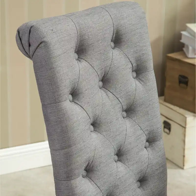 Lot de 2 chaises de salle à manger modernes avec dossier capitonné à boutons, assise coussinée, pieds en bois massif pour salle à manger, salon ou chambre