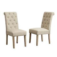 Lot de 2 chaises de salle à manger modernes avec dossier capitonné à boutons, assise coussinée, pieds en bois massif pour salle à manger, salon ou chambre