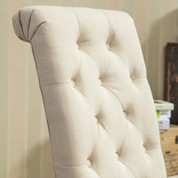 Lot de 2 chaises de salle à manger modernes avec dossier capitonné à boutons, assise coussinée, pieds en bois massif pour salle à manger, salon ou chambre