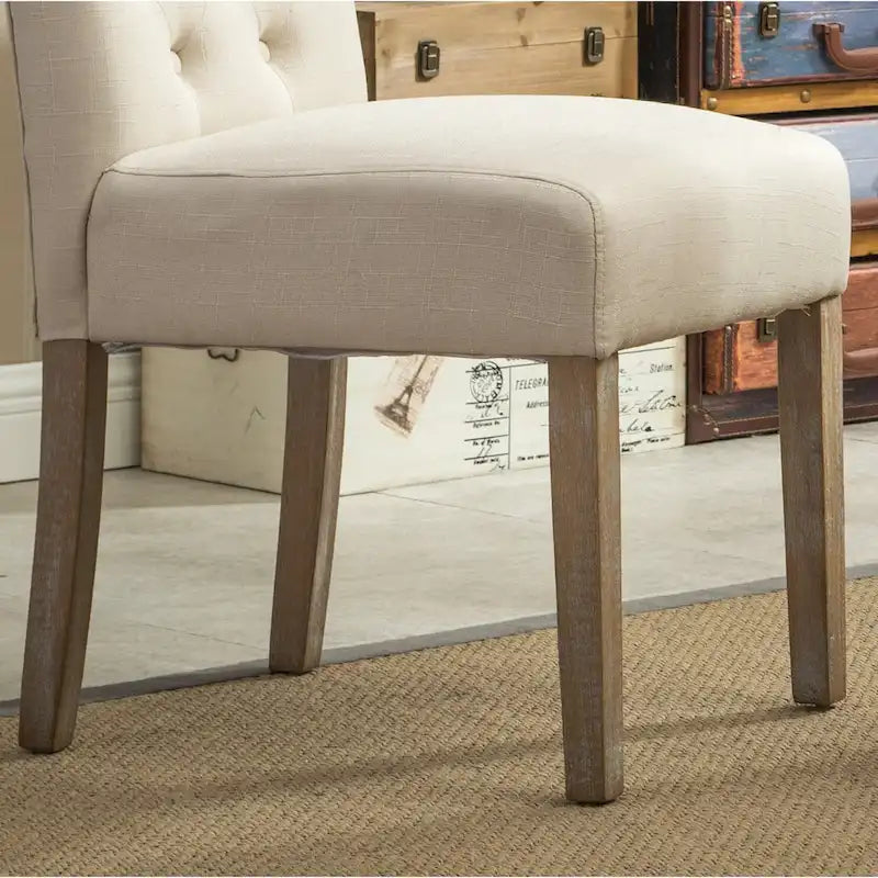 Lot de 2 chaises de salle à manger modernes avec dossier capitonné à boutons, assise coussinée, pieds en bois massif pour salle à manger, salon ou chambre