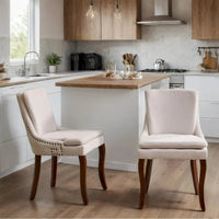 Chaises de salle à manger rembourrées en tissu chenille avec pieds en bois massif (lot de 2)